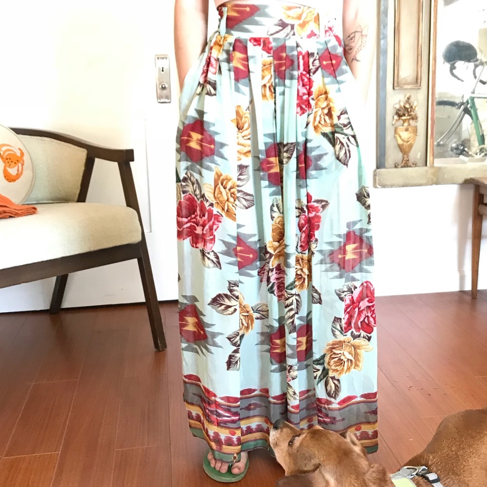 High waisted vintage sheer hippie skirt